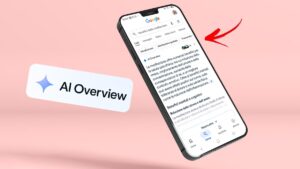 Schermata di Google AI Overview visualizzata su uno smartphone, esempio di ricerca con risultati generati dall’intelligenza artificiale.