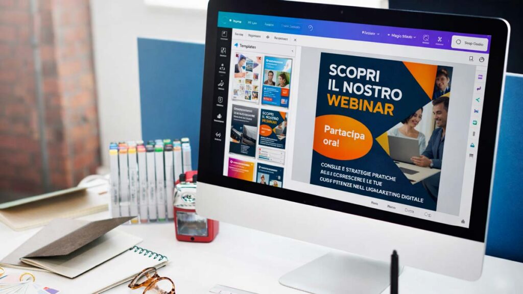 Esempio pratico delle regole base del design grafico applicate su Canva durante la progettazione di un layout