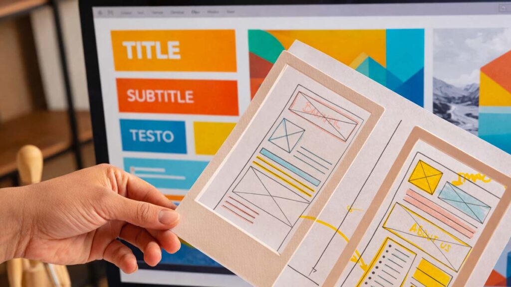 Esempio pratico delle regole base del design grafico con gerarchia, allineamento e coerenza visiva in un layout web colorato